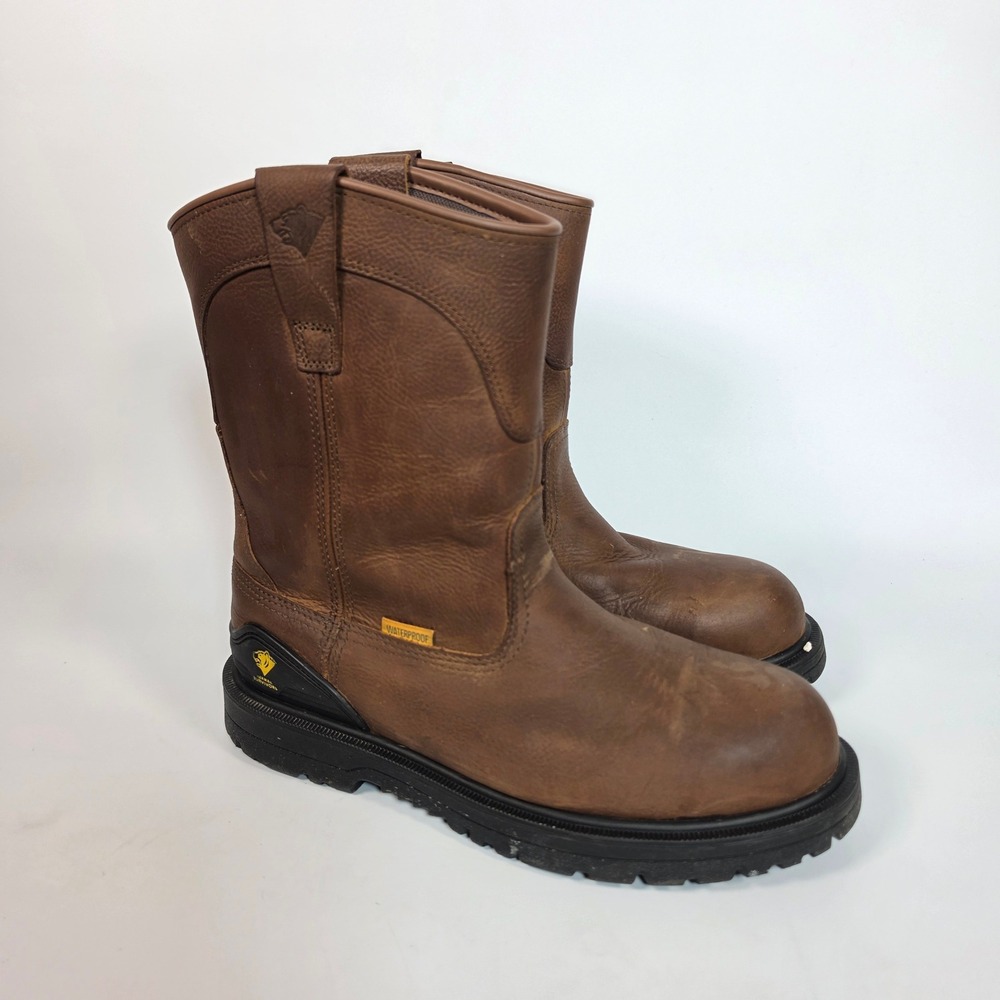Herman Survivors Bison Mens 9 Brown Waterproof Steel Toe Pull On Work Boots